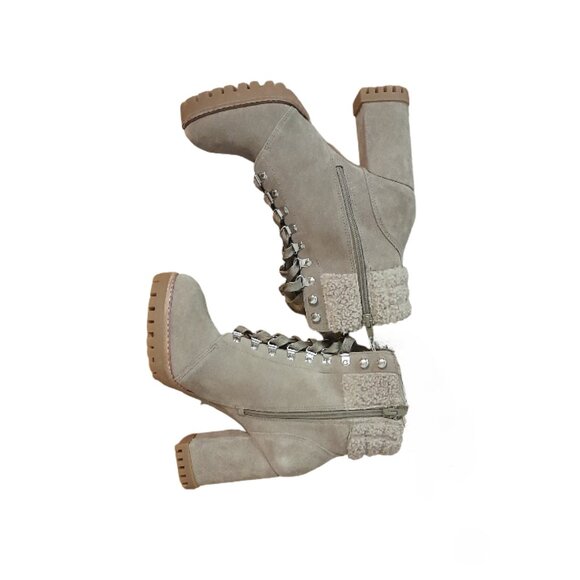 Gianni Bini Sight See Suede Shearling Lug Sole Hiker Platform Booties - Picture 9 of 9